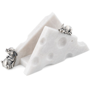 Napkin holder made of marble with silver "Mouse feast"